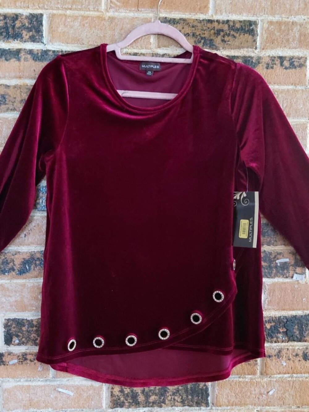 NWT Multiples Cranberry Velvet Tunic Top